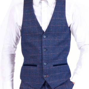 Marc Darcy Harry Indigo Tweed Waistcoat